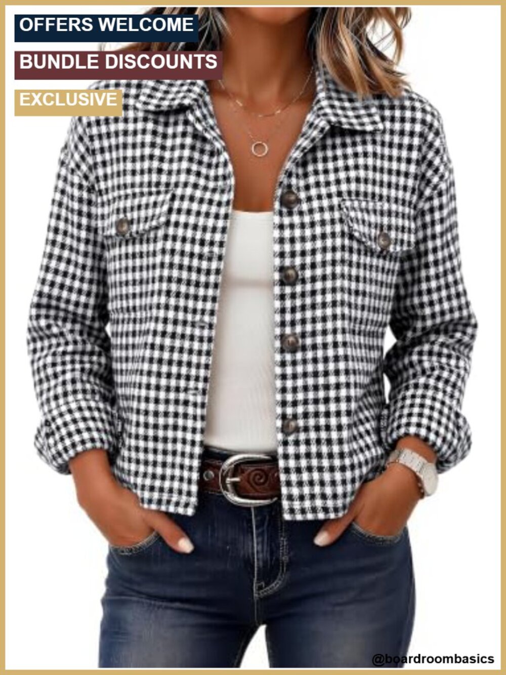 Cropped Shacket Button Down 100% Polyester Jacket Fall Winter Coat Women